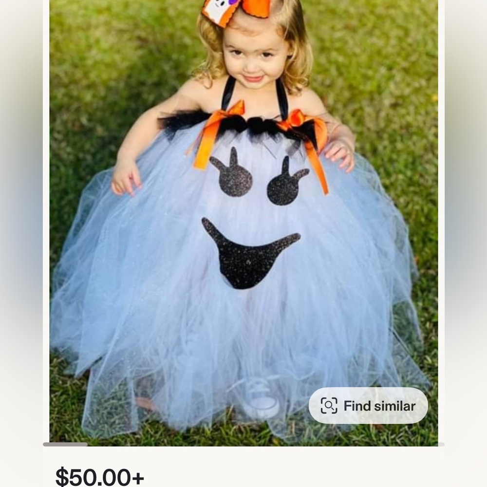 Kids Ghost Tutu Halloween Costume with Orange Accents girls 3-6T would fit!